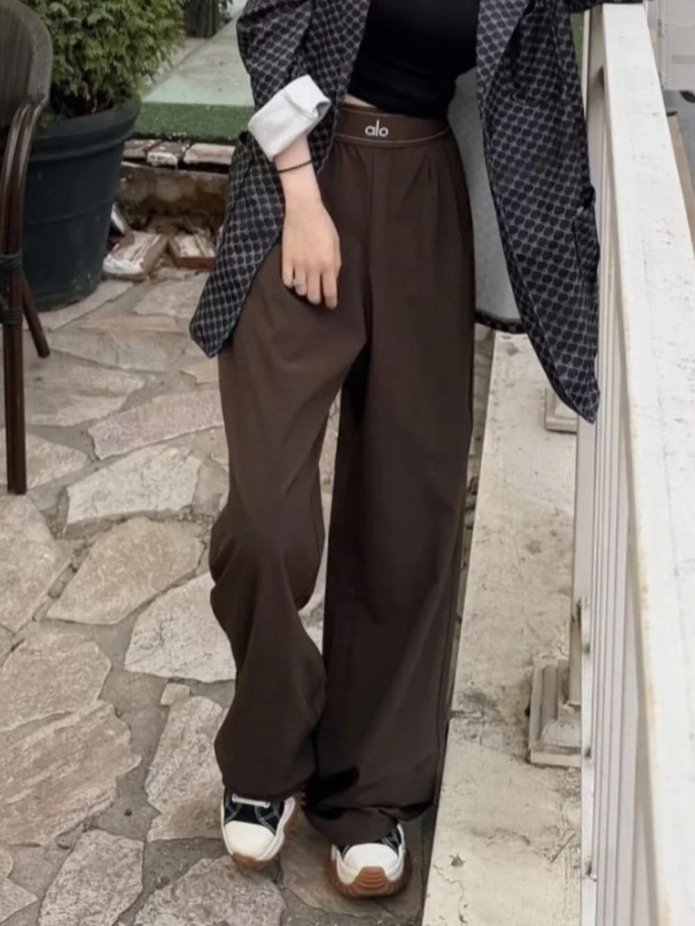 ALO Yoga Suit Up Trouser Espresso Brown🛒Wide Leg Relaxed Fit Pants💵Regular - Picture 1 of 7